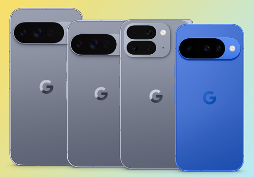 L-R= 10 Pro XL, 10 Pro, 10 Pro Fold, Pixel 10 - Google